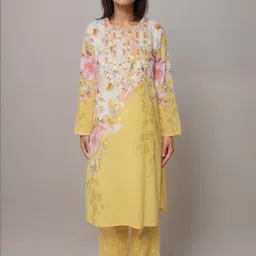 Toscee Women Floral Printed Sequinned Pure Cotton Kurta with Trousers-image-7