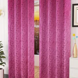 Kiara Creations Pink & Black 2 Pieces Room Darkening Window Curtains-image-27