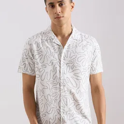 VALEN CLUB Floral Printed Cuban Collar Relaxed Fit Cotton Shirt-picture-11