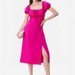 Virgio Puff Sleeve Fit & Flare Midi Dress-picture-18