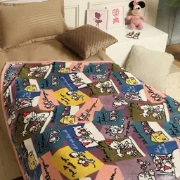 Monte Carlo Blue & Multicoloured Cartoon Characters 600 GSM Blanket-picture-14