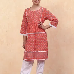 Biba Girls Floral Printed Regular Pure Cotton Kurta with Palazzos-picture-52