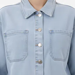 glitchez Spread Collar Denim Jacket image 3