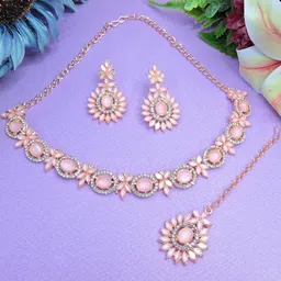 VATSALYA creation Rose Gold-Plated Artificial Stones Alloy Jewellery Set-picture-23