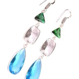 AAR Jewels Rhodium-Plated Alloy Topaz Drop Earrings-picture-17