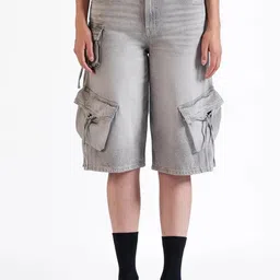 LOVEGEN Men Washed High-Rise Pure Cotton Cargo Shorts-picture-32