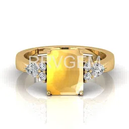 RRVGEM 7.00 KT Gold Plated Yellow Sapphire Gemstone Adjustable Ring-picture-14