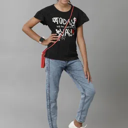 UNDER FOURTEEN ONLY Girls Regular Fit Mid-Rise Low Distress Light Fade Jeans image 2