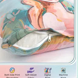 FABINALIV Beige and Pink 5 Pieces Abstract Velvet Square Cushion Covers image 4