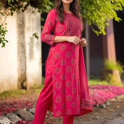 Aaghnya Women Printed Viscose Rayon Kurta Sets image 5