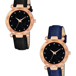 Gopal Shopcart Unisex Embellished Dial & Straps Analogue Watch GR379RG 12D BLK BLU Vel L-picture-27