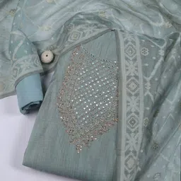 Meena Bazaar Floral Embroidered Zari Art Silk Unstitched Dress Material-picture-26