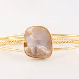 Ozanoo Gold-Plated Mother of Pearls Studded Cuff Bracelet image 2