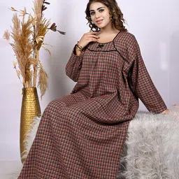 Bindass Female Collection Checked Maxi Nightdress-picture-16