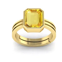 RRVGEM 10.25 Ratti Yellow Sapphire Gemstone Studded Adjustable Finger Ring-picture-20