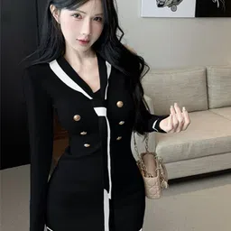 StyleCast x Revolte V-Neck Bodycon Mini Dress-image-37