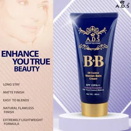 A.D.S SPF-25 Oil Control BB Cream  & Sponge Beauty Blender Puff, 60gm Shade-02 image 5