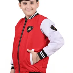 FLASTEENO Boys Brand Logo Colourblocked Suede Bomber Jacket-picture-10