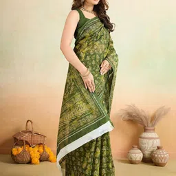 SHANVIKA Ethnic Motifs Printed Pure Cotton Saree image 5