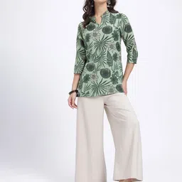 Anouk Rustic Tropical Printed Mandarin Collar Straight Kurti image 3