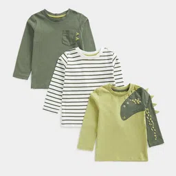 mothercare Boys Pack Of 3 Striped Round Neck Pure Cotton T-shirts-picture-41