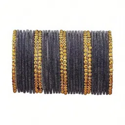 Only Offers Set Of 10 Grey Glass Artificial Stones & Beads Bangle image 1