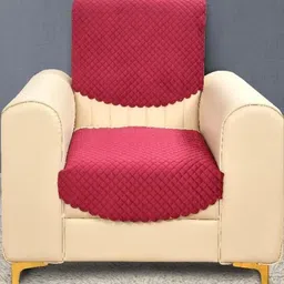 Myntra Elegant Homes Red Solid Velvet 2 Piece Sofa Cover Without Arms-picture-16