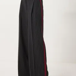 Happiness istanbul Women Striped High-Rise Flared Trousers image 1