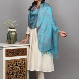 Exotic India Paisley Reversible Woven Design Shawl image 2