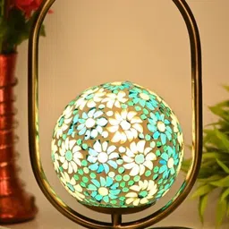 1ST TIME Yellow & Blue Glass Cylinder Energy Efficient Electrical Table Lamps image 3