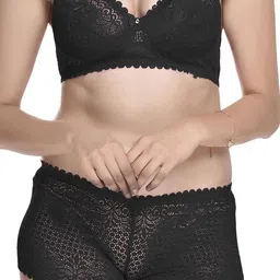 samvar Women Black Net Bra Panty Set for Lingerie Set Undergarments Pack of 1 image 3