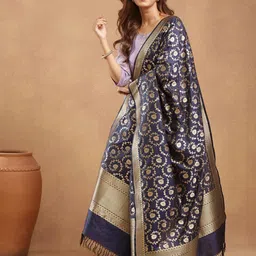 Fabindia Floral Woven Design Zari Banarsi Dupatta image 3