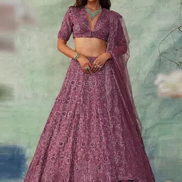 Trendmalls Embroidered Sequinned Semi-Stitched Lehenga & Unstitched Blouse With Dupatta-picture-14