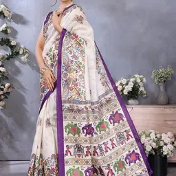 priyashi Ethnic Motifs Printed Bhagalpuri Saree With Blouse Piece image 5
