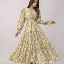 KALINI Women Floral Print Maxi Dress-image-33