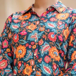 LALI JAIPUR Printed Shirt Collar Top With Trousers Co-Ords image 5