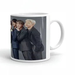 Mr UVD Grey & Black BTS Graphic Printed Ceramic Glossy Mug-picture-38