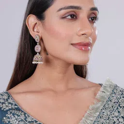 VATSALYA creation Gold-Plated Alloy Artificial Stones Earrings image 4