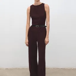 MANGO Round Neck Basic Jumpsuit With Belt Tie-Up-picture-21
