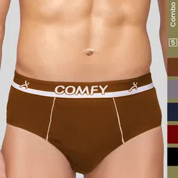 Amul Comfy Men Pack of 5 Plain Cotton Multicolour Brief-picture-24