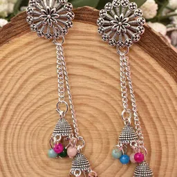 MEIRA JEWELLERY Oxidised Artificial Beaded Dome Shaped Jhumkas-picture-15