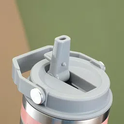 FAVRIA Pink & Grey Single Stainless Steel Solid Double Wall Vacuum Water Bottle image 2