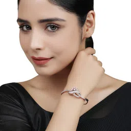 ANIKAS CREATION Rose Gold-Plated American Diamond Studded Bangle-Style Bracelet image 5