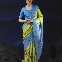 sanjana  silk SANJANA SILK Floral Zari Chanderi Saree-picture-30