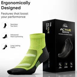 FRIDO Unisex Pack of 4 Medium Neon Green Frido Active Quarter Length Socks Neon Green image 4