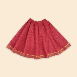 Fabindia Infants Girls Block Printed Zari Cotton Ready to Wear Lehenga & Blouse image 3