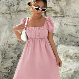 Sugathari Puff Sleeve Georgette A-Line Midi Dress-picture-26