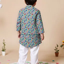 Nauti Nati Boys Floral Printed Regular Cotton Kurti With Pyjamas image 2