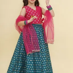 Bitiya by Bhama Girls Embroidered Mirror Work Ready to Wear Lehenga & Blouse With Dupatta image 3