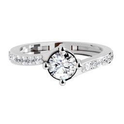Sparkles 14KT White Gold Diamond Studded Round Shape Ring - 2.55g-picture-28